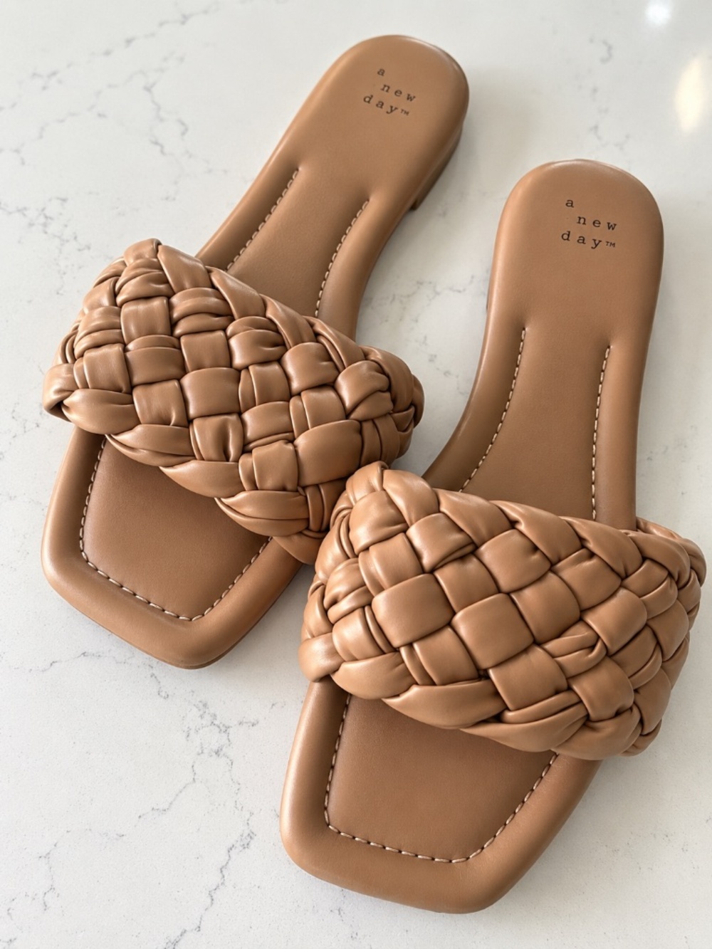 A New Day Brown Braided Slide Sandals Neutral Size 10